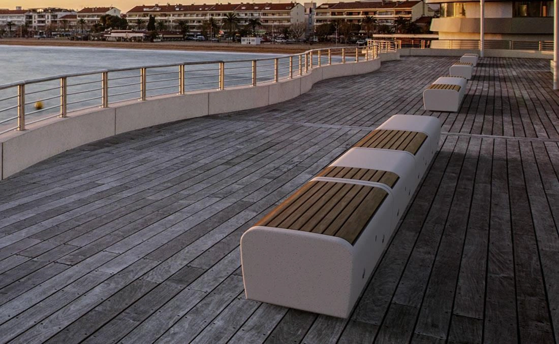 Banco urbano en hormigón OndaS