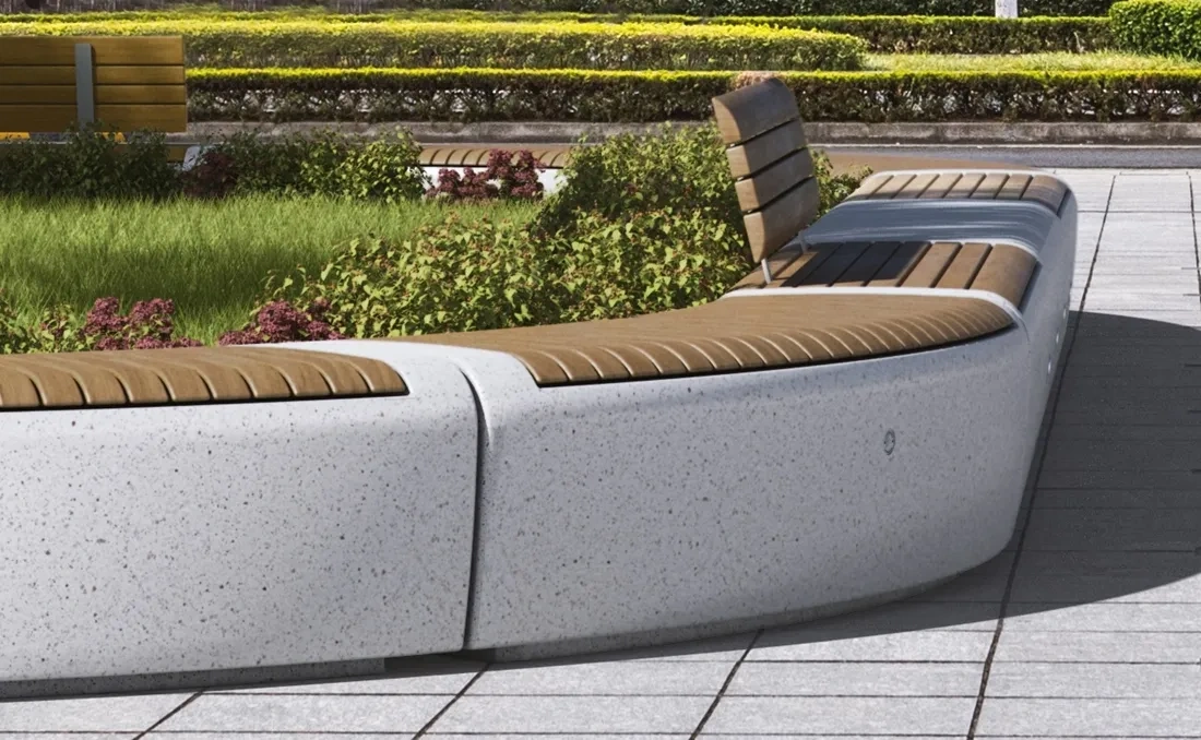 Banco urbano con respaldo Onda