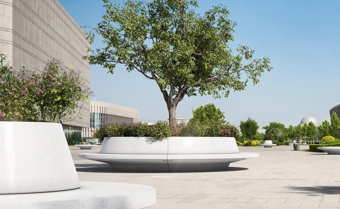 Jardinera urbana de hormigón duradera