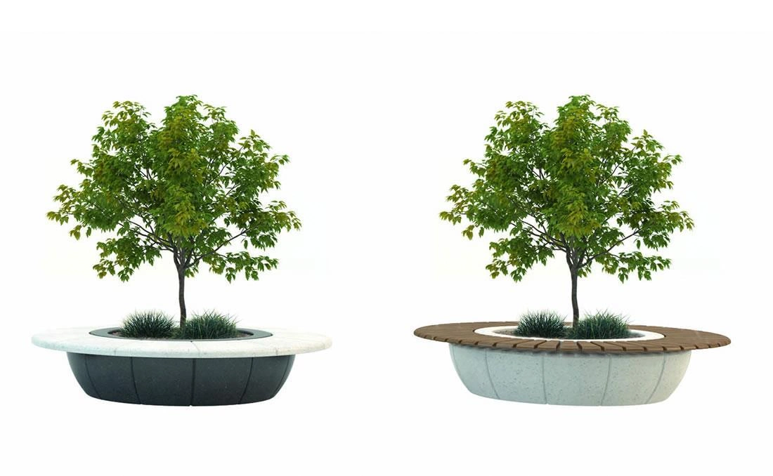 Jardineras urbanas de hormigón y madera
