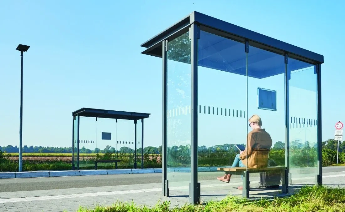 Marquesina de autobús de vidrio antivandálica