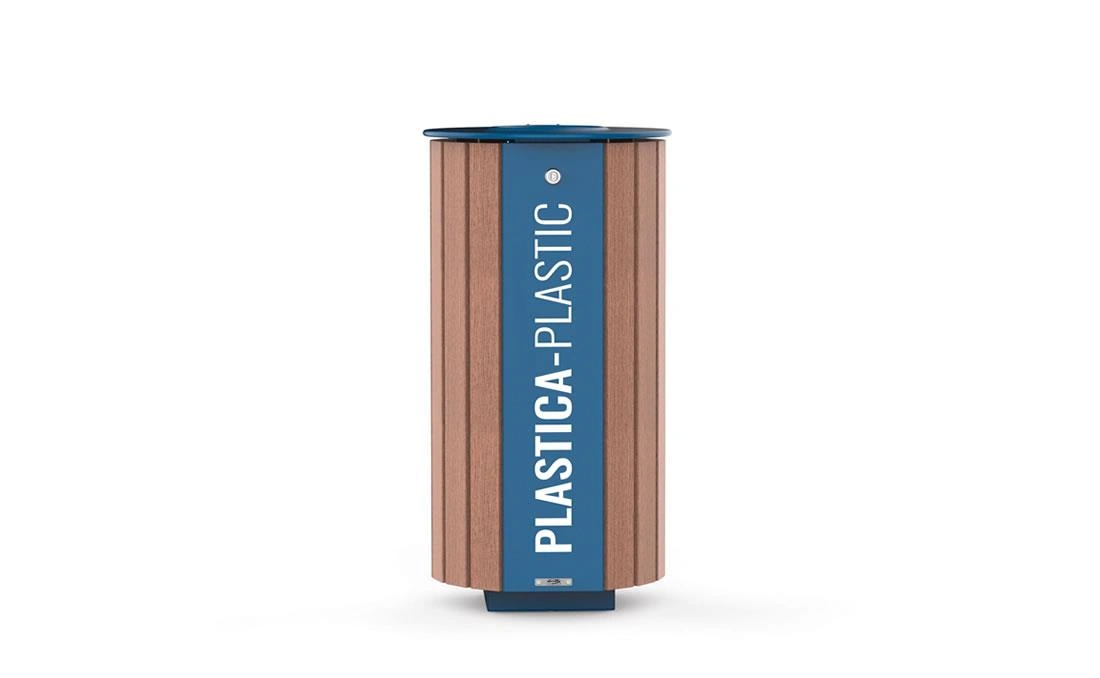 Papelera urbana de reciclaje de madera Miane